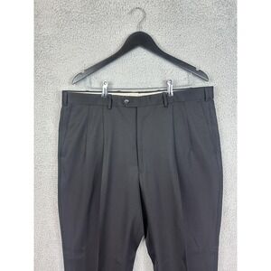 Britches Dress Pants Mens 38 Black Winston Wool Pleated Cuffed Made Italy Men